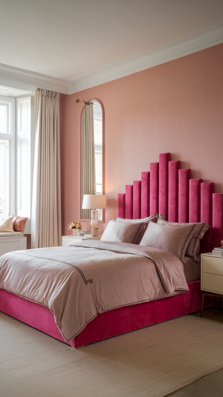 Cerise Velvet Headboard