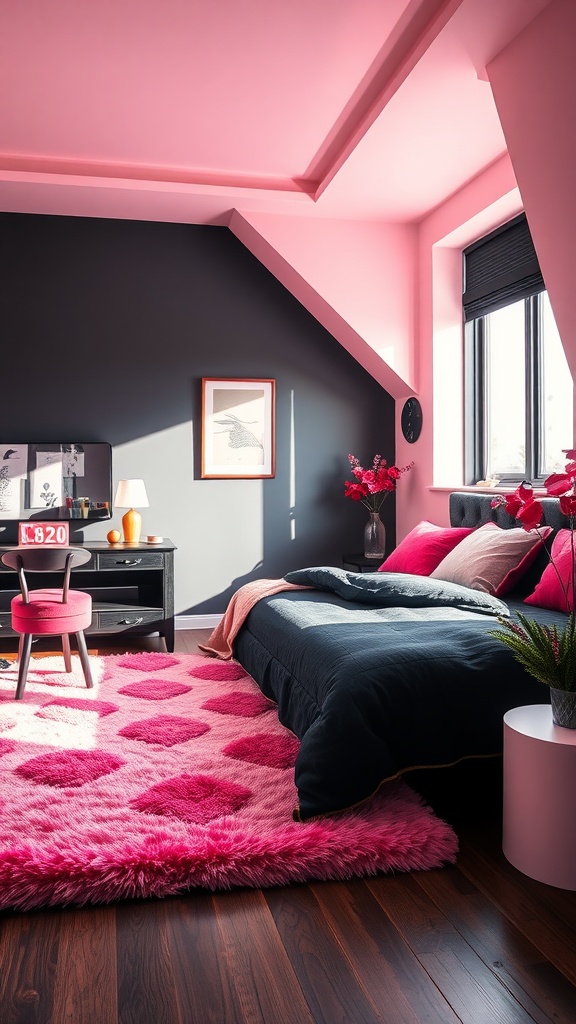 Pink and black bedroom ideas