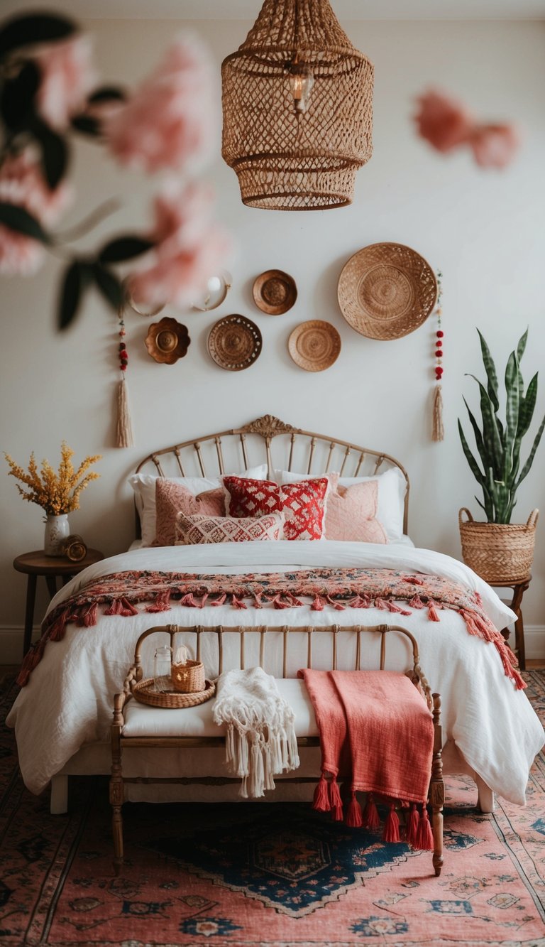 A cozy boho bedroom with vintage furniture and 23 unique decor ideas