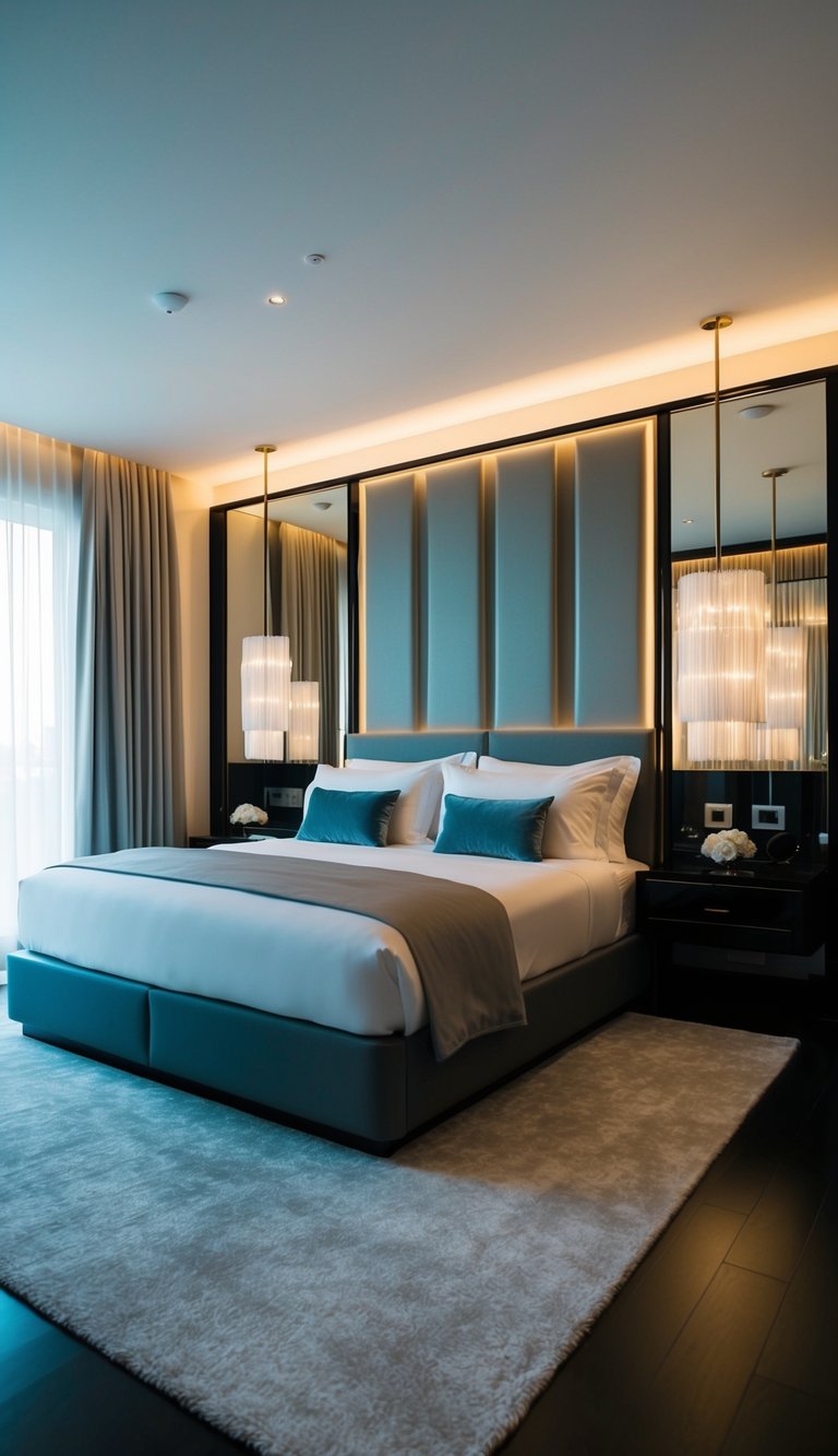 Luxury, modern and minimalistic Bedroom for couples with Soft Ambient Lighting