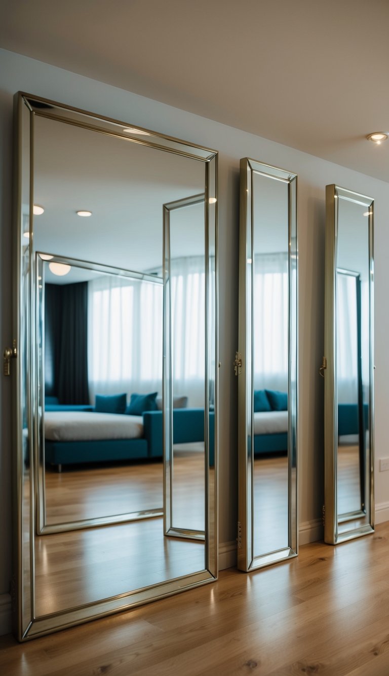 Several mirrors strategically placed around the room, reflecting light and creating the illusion of a larger space
